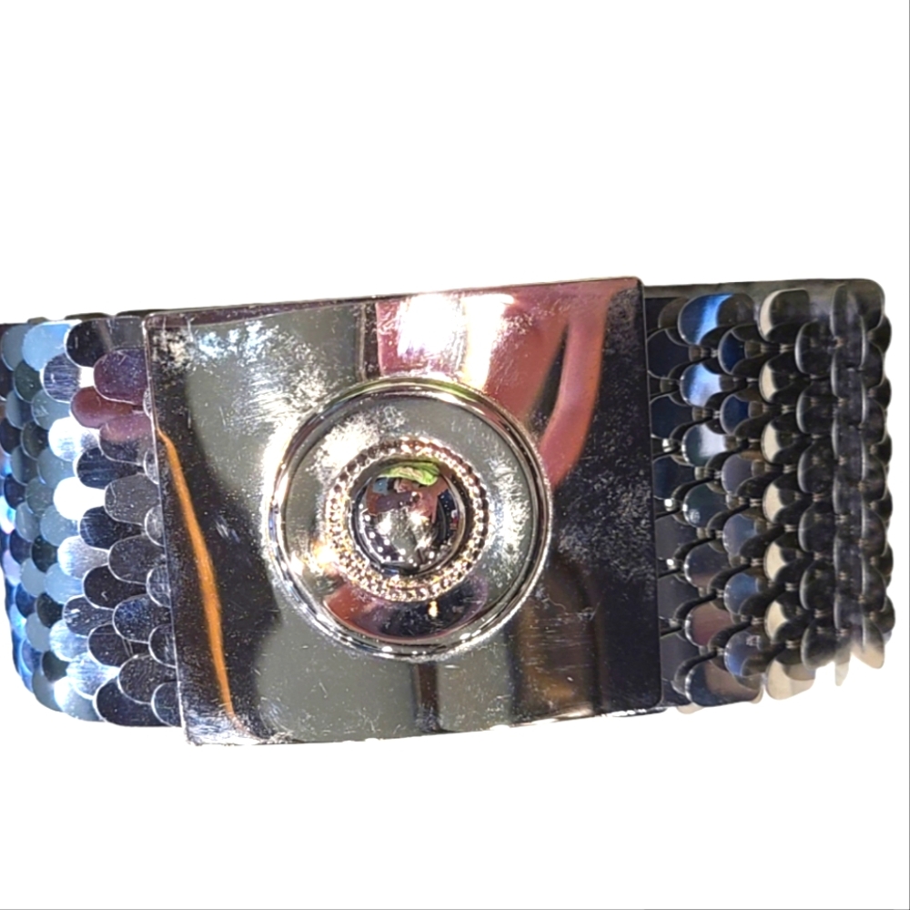Silver Stretchy Belt Scales Detailed Hook Vintage Large Snake Fish Mermaid